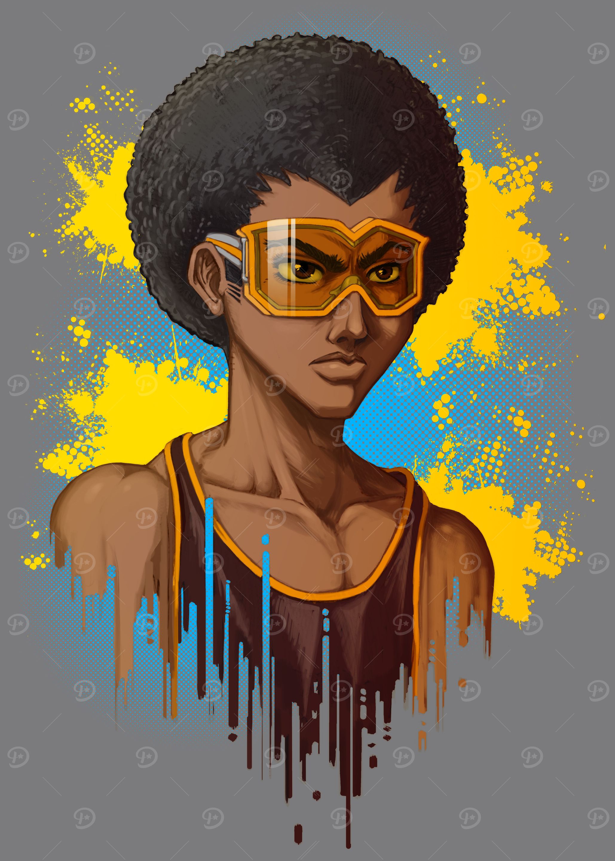 Afro Back Guy - Goggles