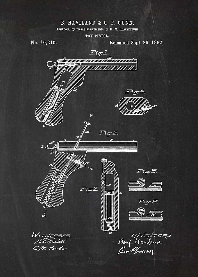 1882 Toy Pistol - Patent Draw