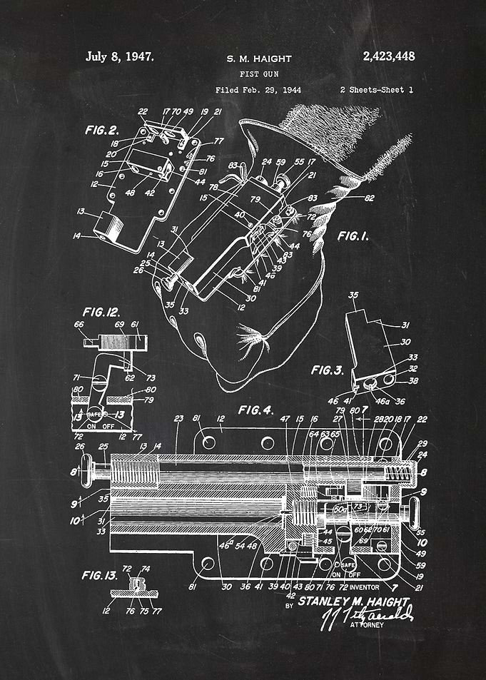 1944 Fist Gun - Patent Drawin