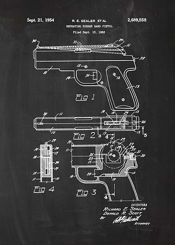1952 Rubber Band Pistol - Pat