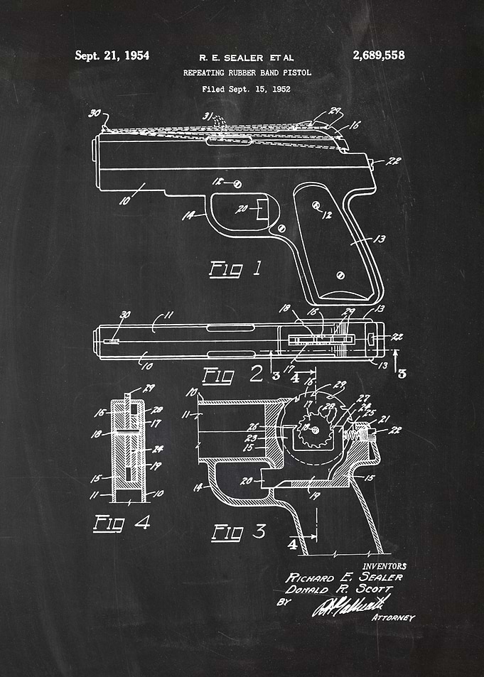 1952 Rubber Band Pistol - Pat