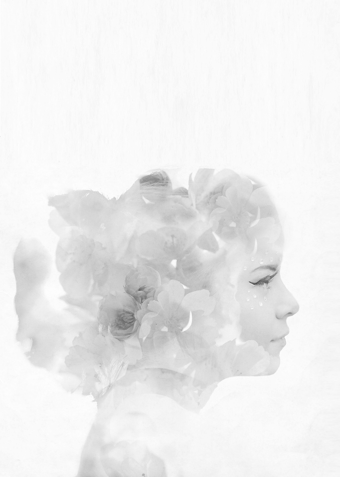 Flower Girl in black and whit