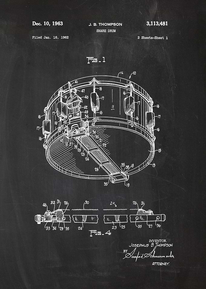 1962 Snare Drum - Patent Draw