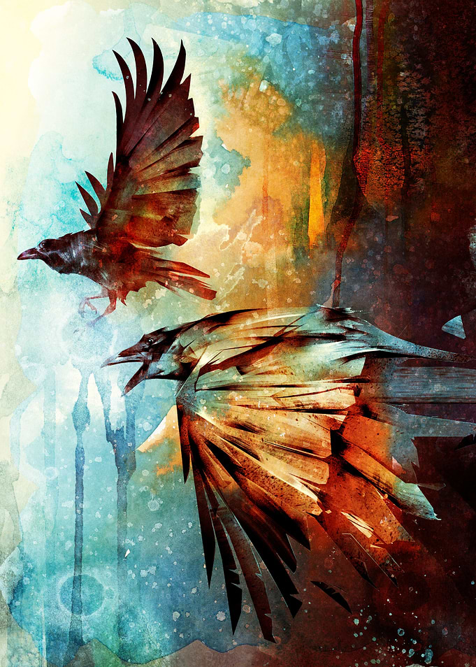 Crows in Flight