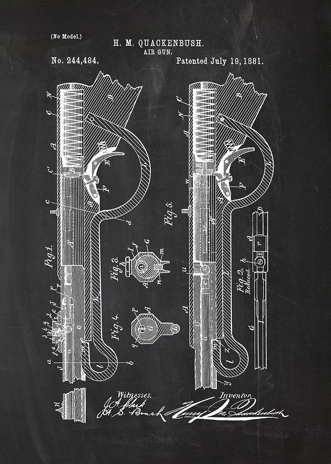1881 Air Gun - Patent Drawing