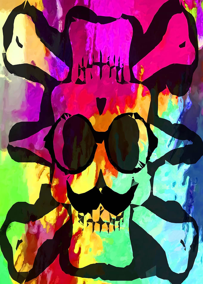 old funny skull with colorful