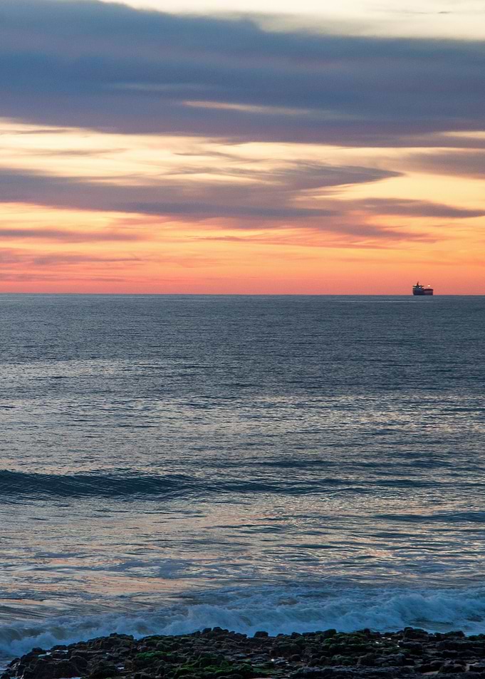 Leaving Port at Sunset