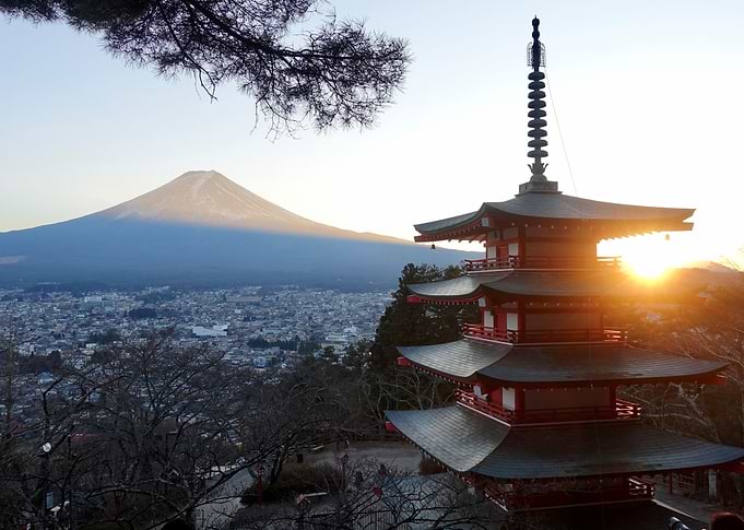 Sunset at Pagoda Chureito