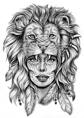 Girl with lion head