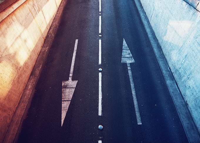 Direction arrows on the road