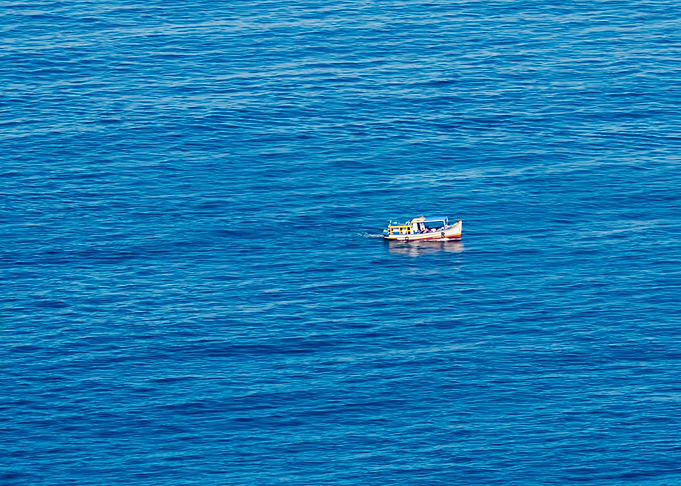 ship over blue