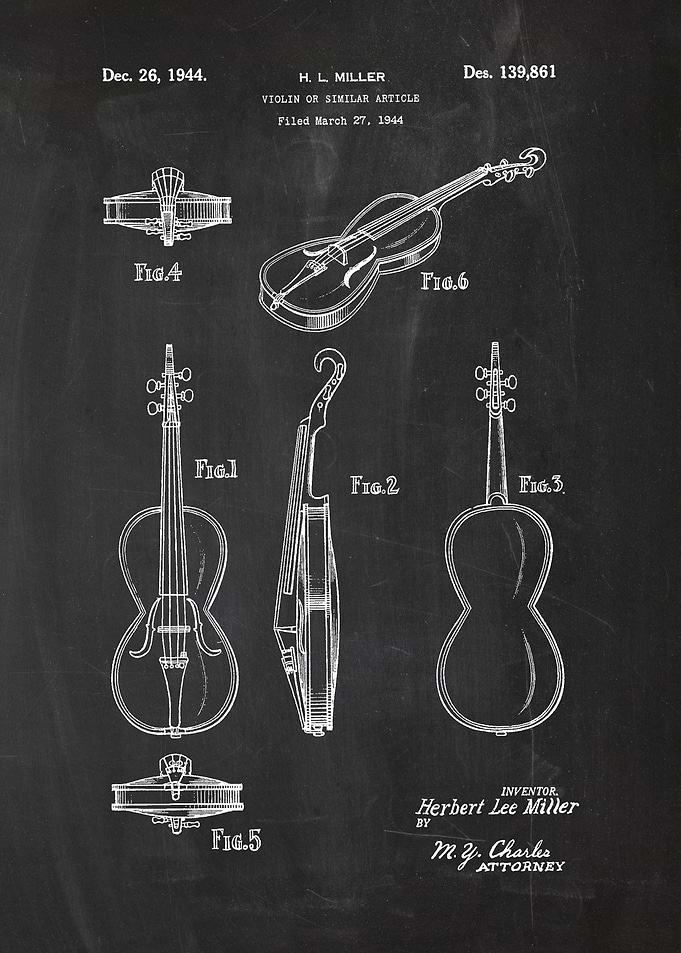 1944 Violin or Similar Article - Patent Drawing
