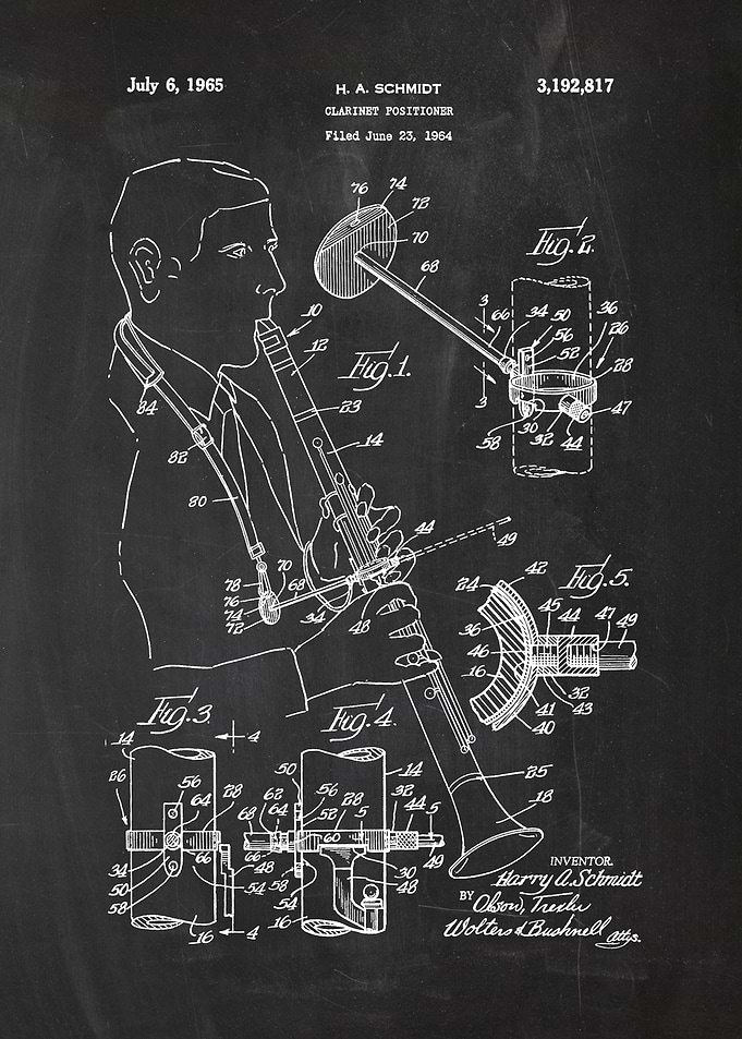 1964 Clarinet Positioner - Patent Drawing