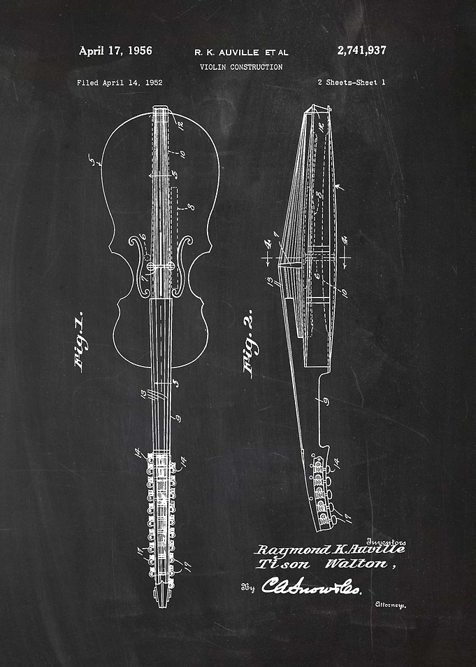 1952 Violin Construction - Patent Drawing