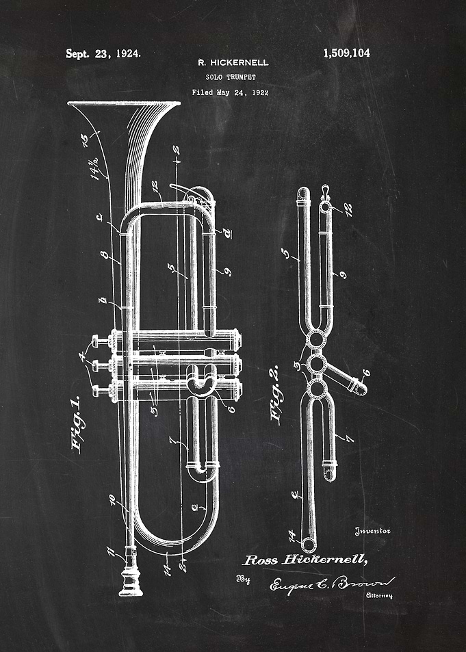 1922 Solo Trumpet - Patent Drawing