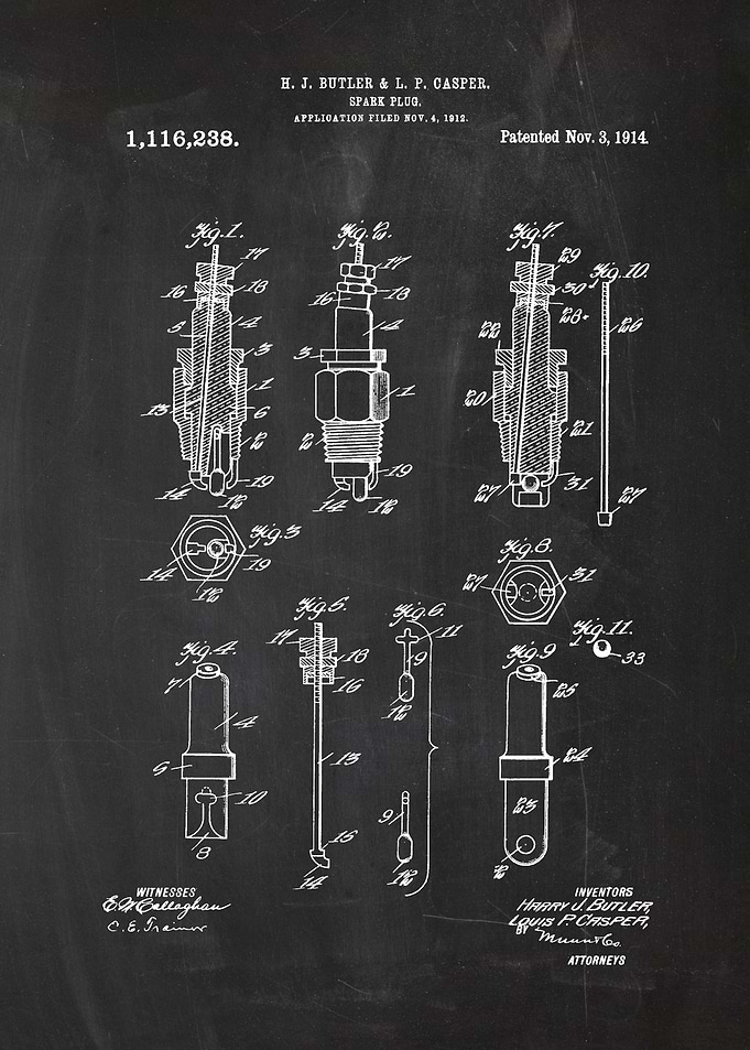 1912 Spark Plug - Patent Drawing