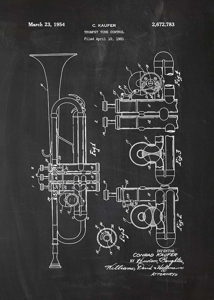 1951 Trumpet Tone Control - Patent Drawing