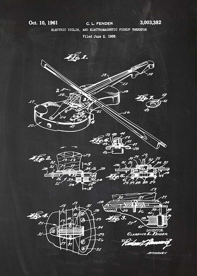 1958 Electric Violin - Patent Drawing