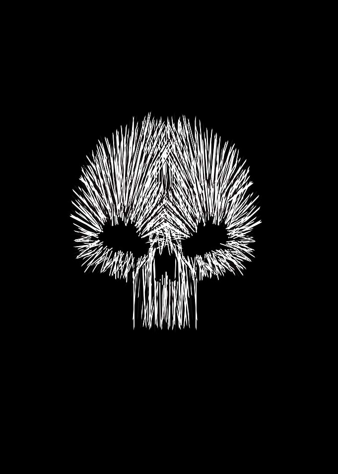 Artistic skull icon line style background black