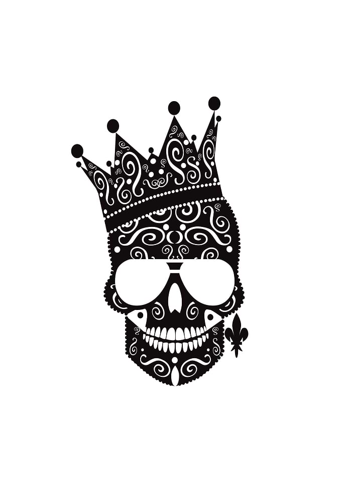 King skull icon with sunglasses illustration