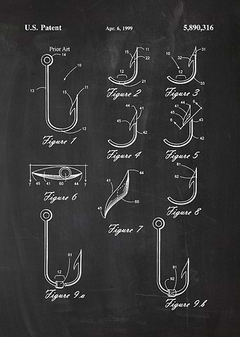 1999 Fishing Hook - Patent Drawing