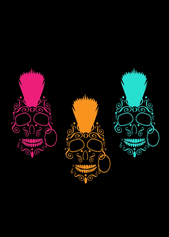 Punk skull icon tree colors background