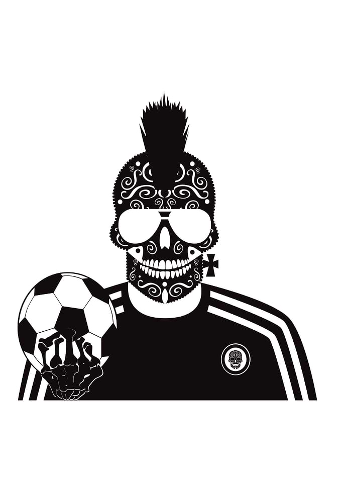 Skull icon football player with sunglasses and Moa