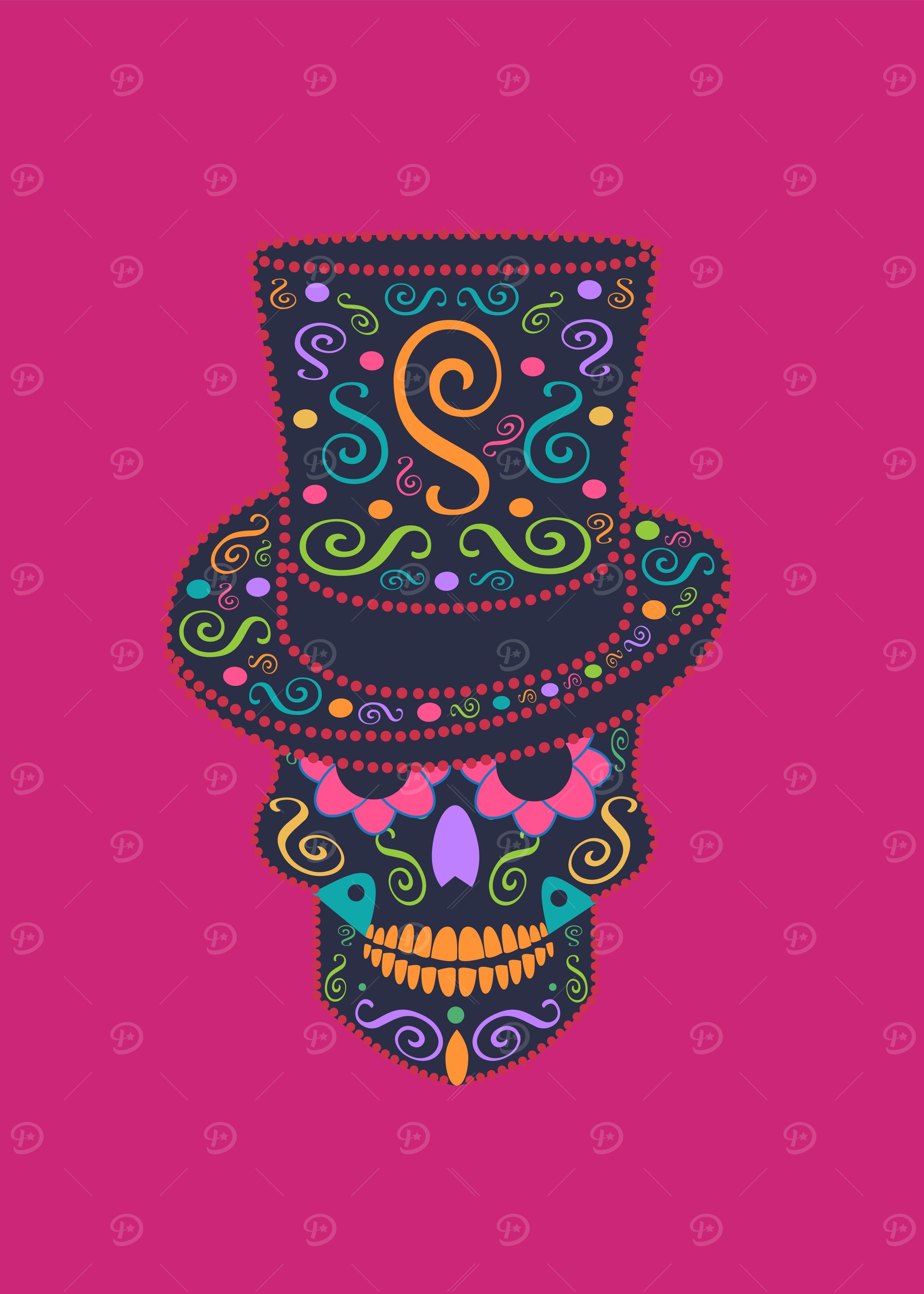 Skull vector with cylinder hat