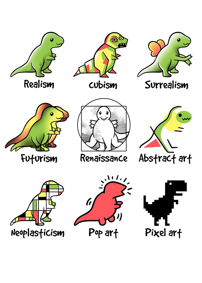 T-rex art styles