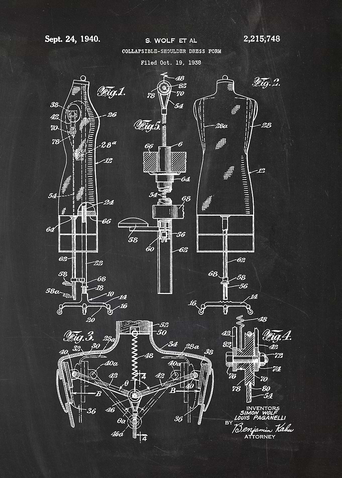 1938 Collapsible-Shoulder Dress Form - Patent