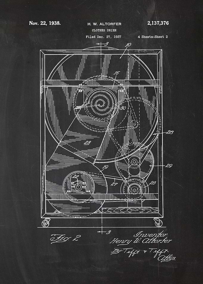 1937 Clothes Drier - Patent Drawing