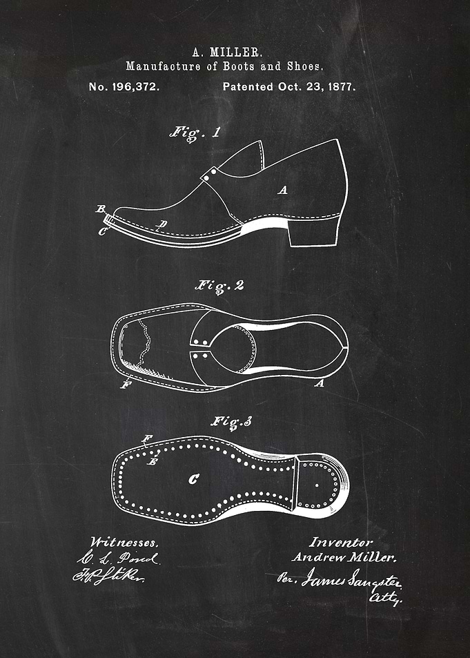1877 Manufacture of Boots and Shoes - Patent