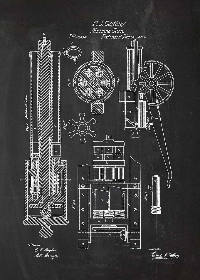 1862 Machine Gun - Patent Drawing