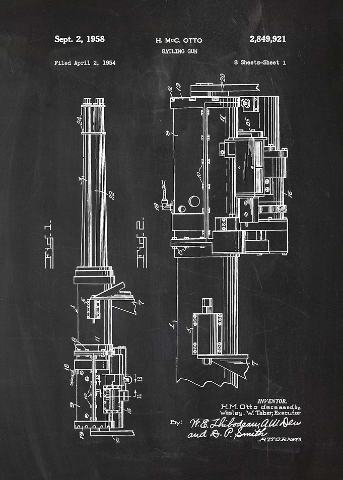 1954 Gatling Gun - Patent Drawing