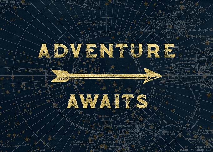 Adventure Awaits in Gold Navy World Map Landscape