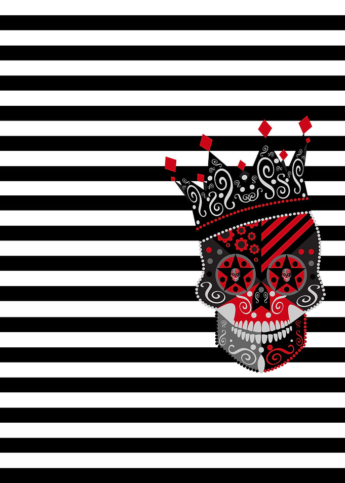 King skull icon abstract with black and white back