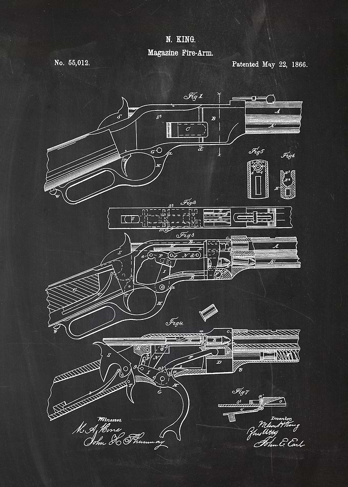 1866 Magazine Fire-Arm - Patent Drawing