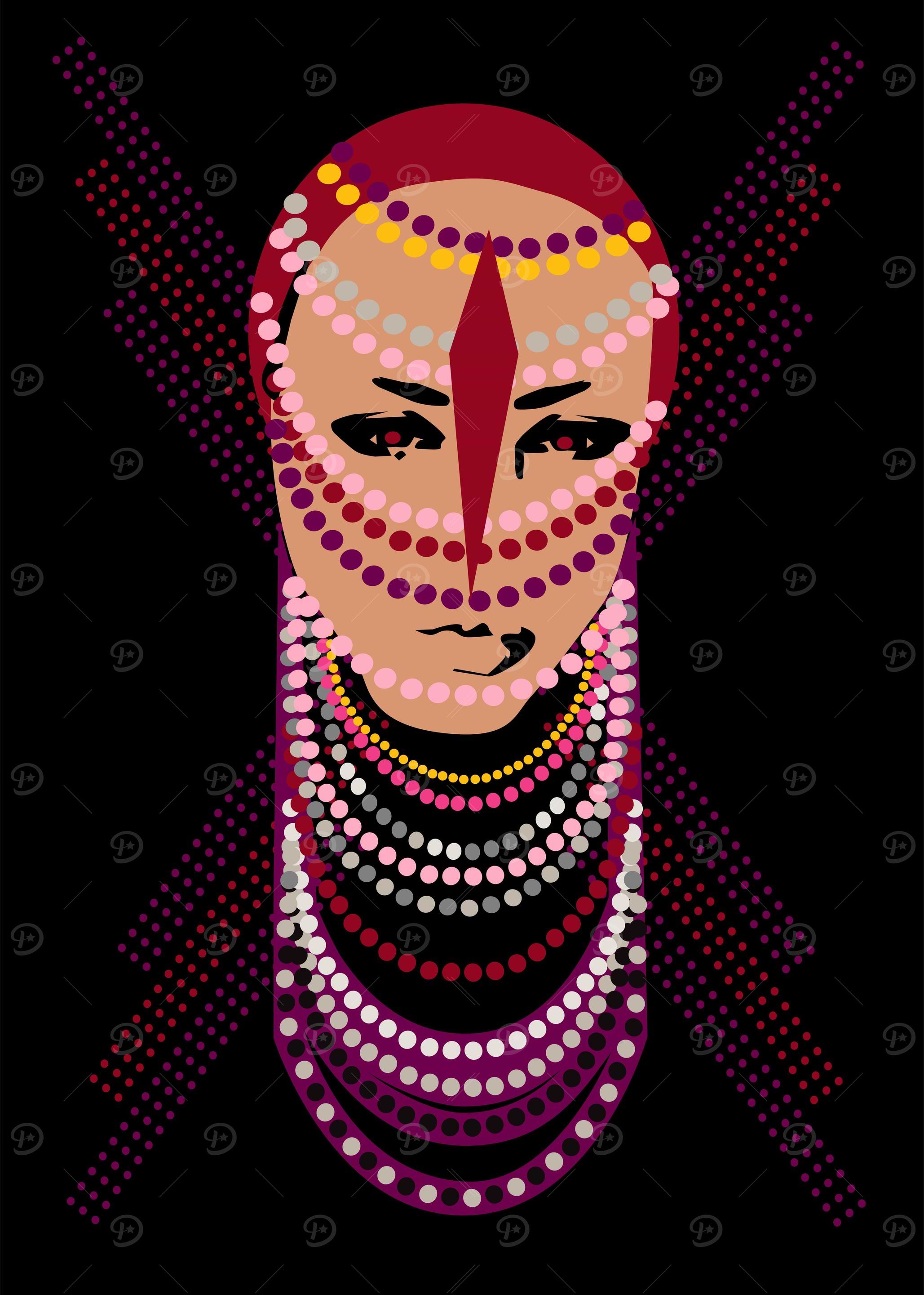 Beautiful Islamic girl with jewelry illustration
