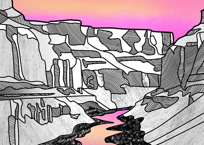 The Grand Canyon line art