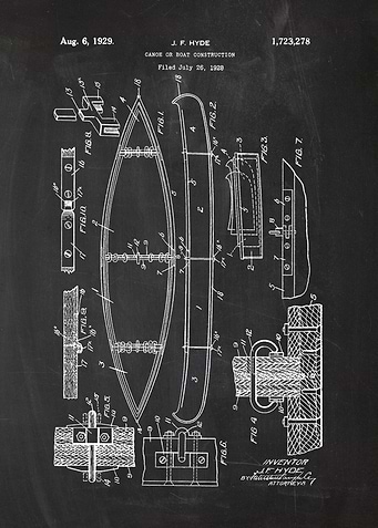 1928 Canoe or Boat Construction - Patent Drawing
