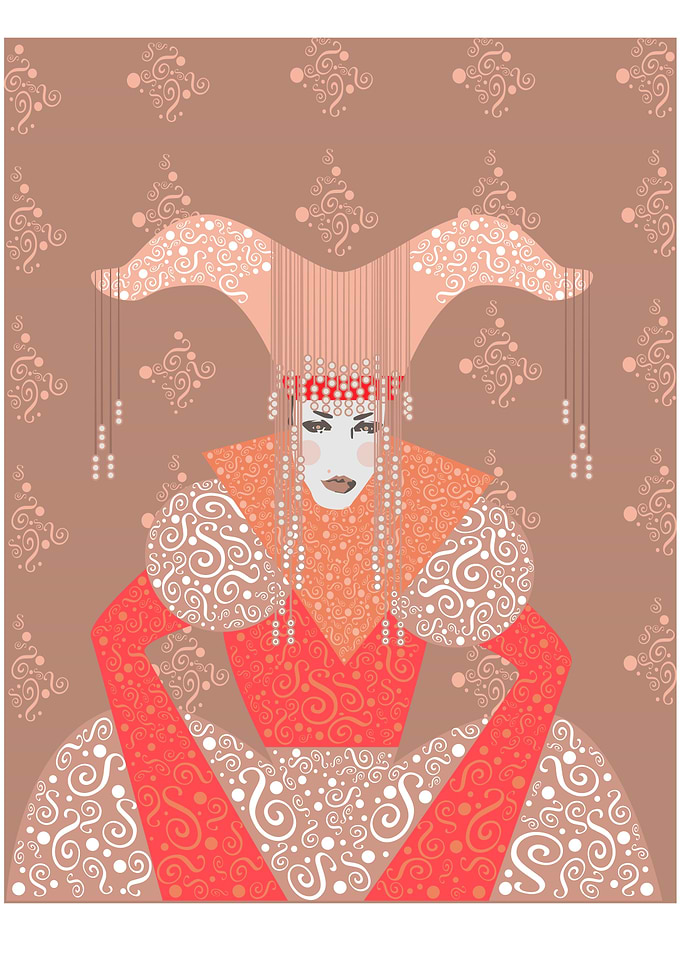Medieval woman with ornament details