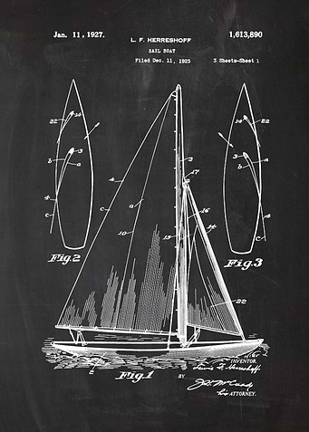 1925 Sail Boat - Patent Drawing