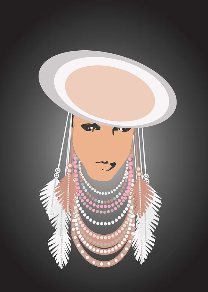 Girl with a hat and feathers