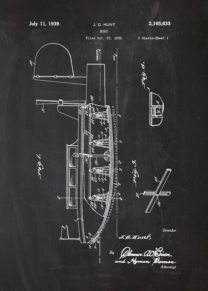1938 Boat - Patent Drawing