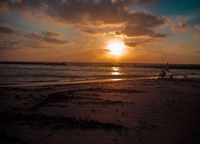 Fishing in the sunset