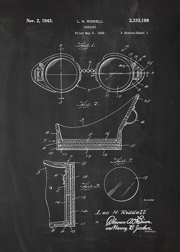 1943 Goggles - Patent Drawing