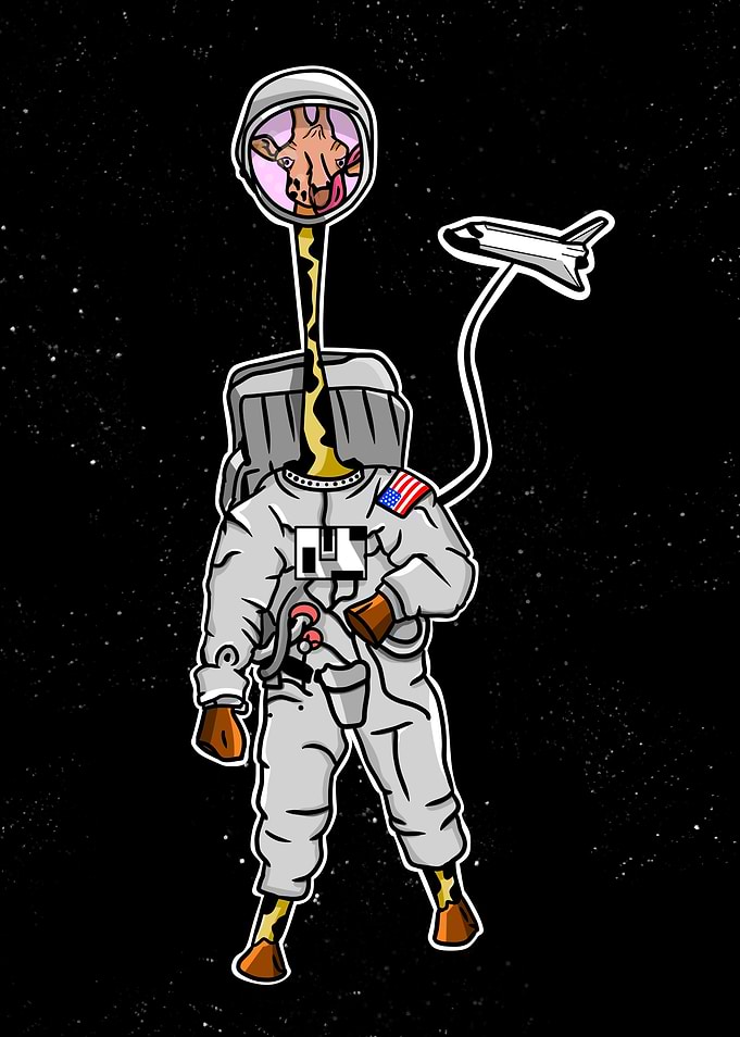 Giraffe Astronaut Space Walk
