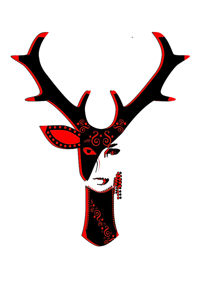 Abstract background half girl - half deer