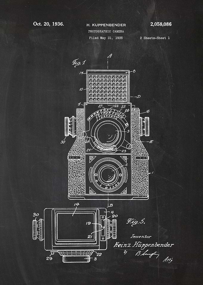 1935 Photographic Camera - Patent Drawing