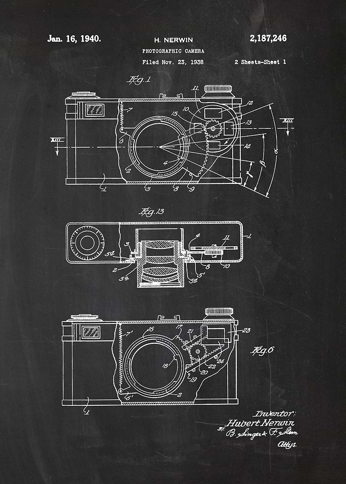 1938 Photographic Camera - Patent Drawing